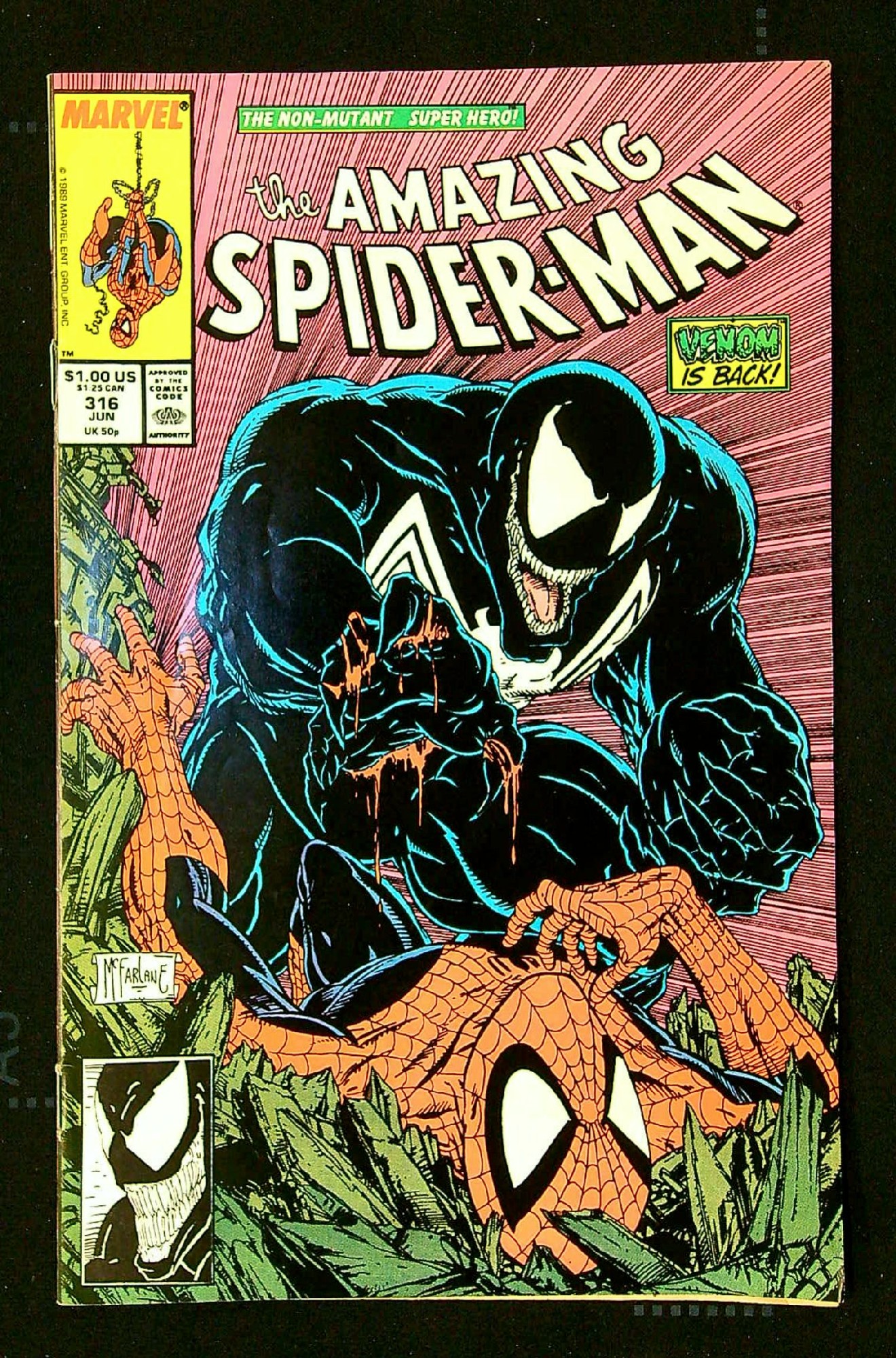 3rd Venom<br>ACTUAL SCAN OF COMIC!<br>Slight indentations on cover - See Scan Cover of Amazing Spider-Man (Vol 1) #316. One of 250,000 Vintage American Comics on sale from Krypton!
