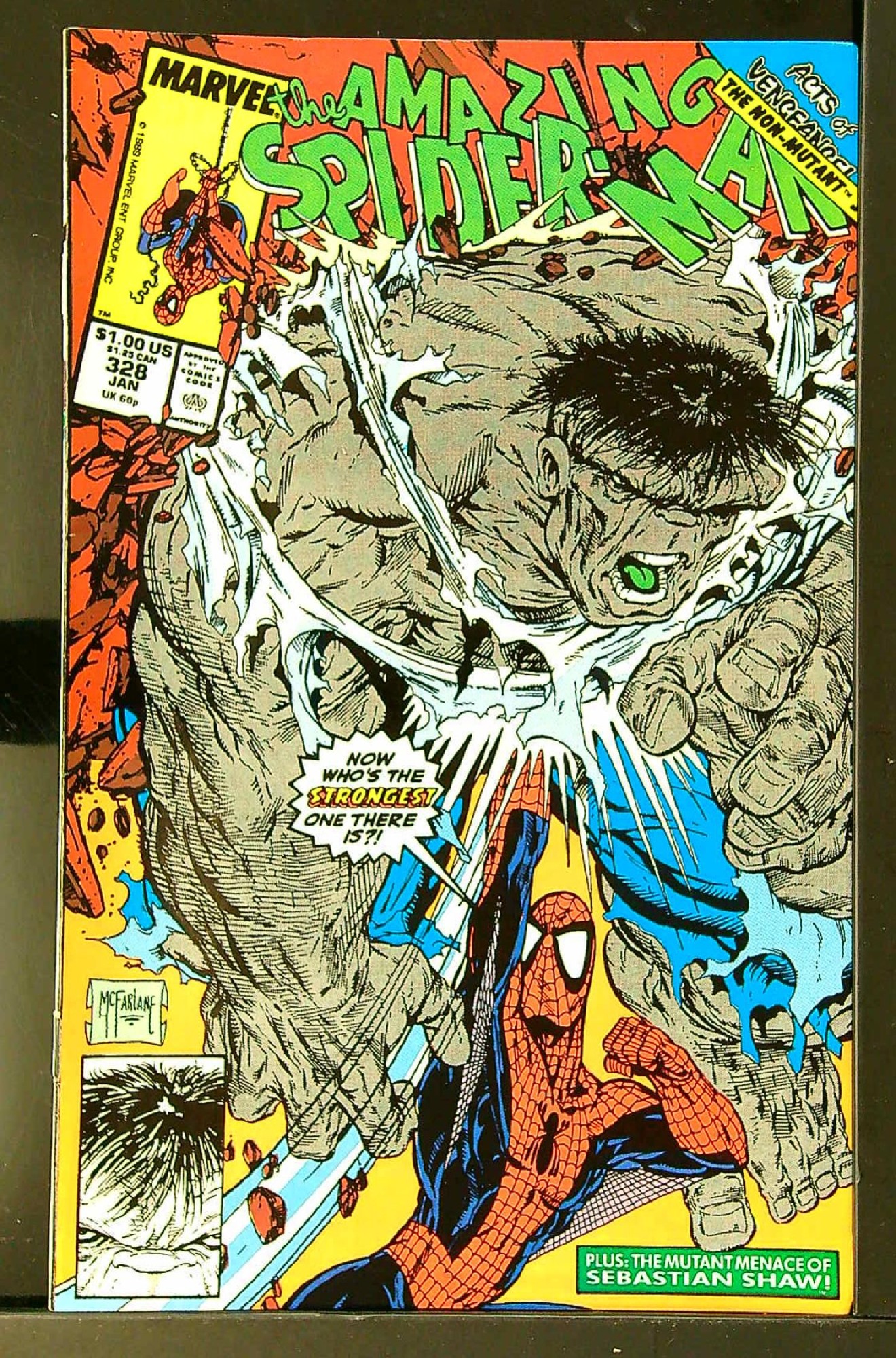 Spider-Man vs Hulk<br>ACTUAL SCAN OF COMIC!<br> Cover of Amazing Spider-Man (Vol 1) #328. One of 250,000 Vintage American Comics on sale from Krypton!