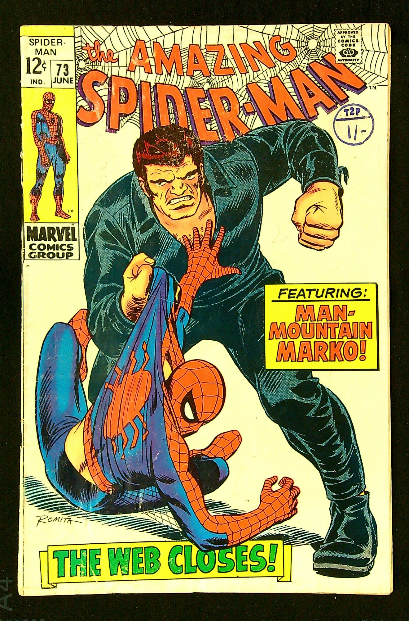ACTUAL SCAN OF COMIC!<br>Distribution Stamp on Cover - Dents in Logo - See Scan Cover of Amazing Spider-Man (Vol 1) #73. One of 250,000 Vintage American Comics on sale from Krypton!
